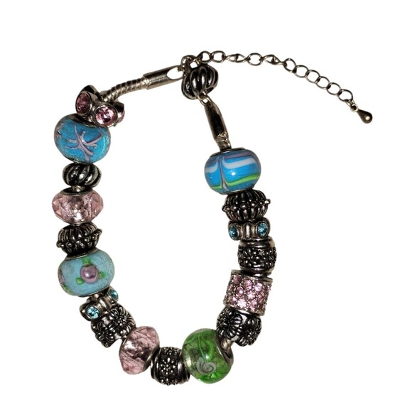 Art Deco Glass Bead Toggle Closure Eclectic Bracelet Art to Wear - Picture 1 of 4